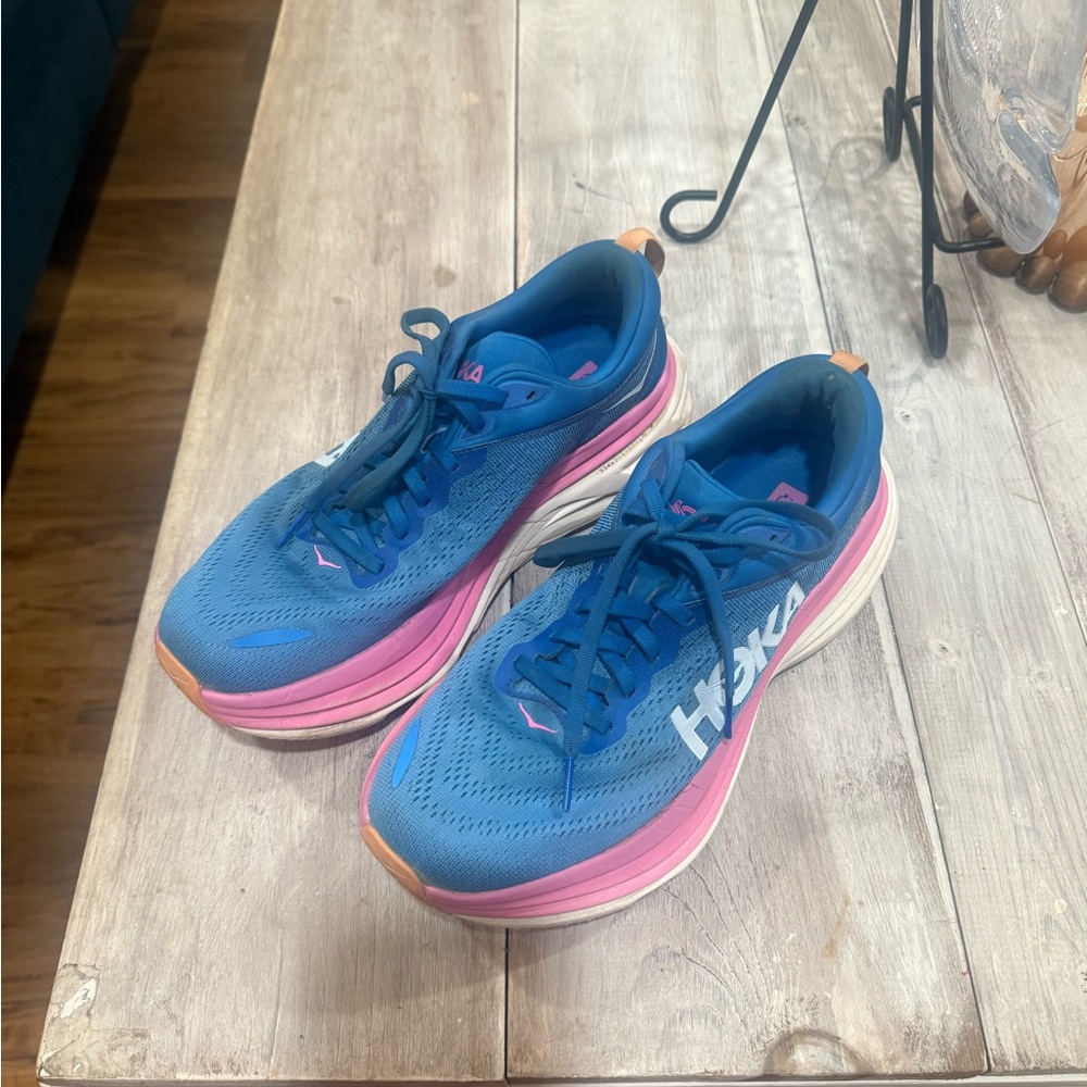 HOKA Women's Blue and Pink Running Shoes